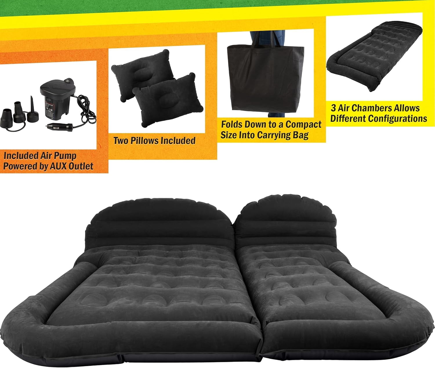 Inflatable Car  Mattress with Pump and Pillows for SUV Tent Camping