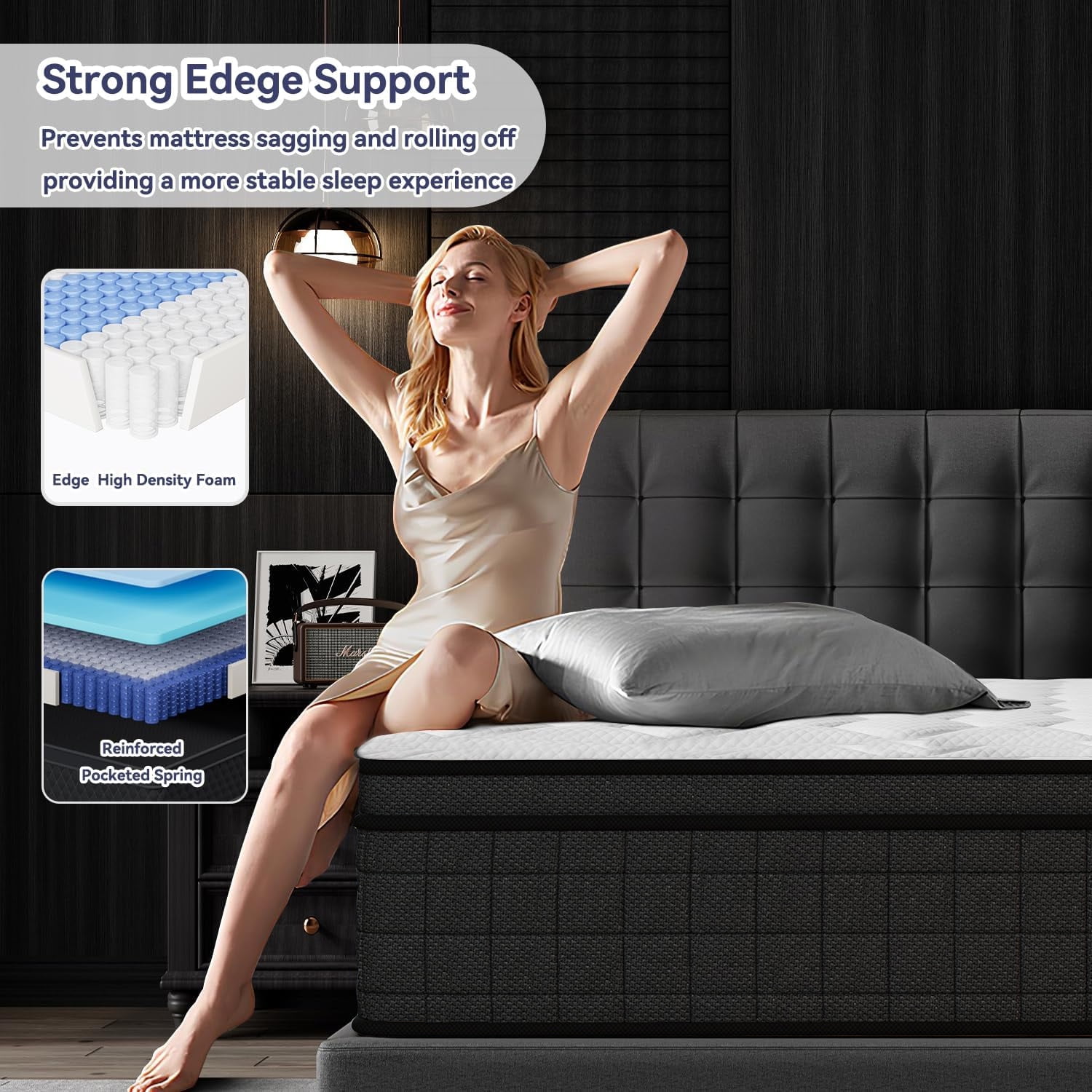 gunugu Twin Mattress, 12 inch Twin Size Mattress in a Box, Memory Foam Hybrid Mattress with Individual Pocket Spring, Medium Firm
