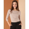 thumbnail image 2 of Blusa Estampado De Pata De Gallo Manga 3/4 Cuello Del Barco Oficina Trabajo Para Mujer Rosa XL, 2 of 6