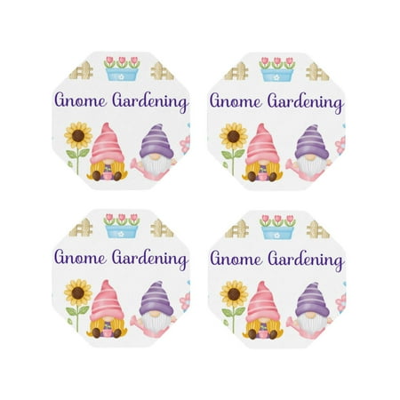 

Tideii Watercolor Gnome Garden for Leather Coasters 4 Pieces Anti-fouling and Anti-scalding Decorative Coasters Suitable for Restaurants Kitchens Coffee Shops-Octagon