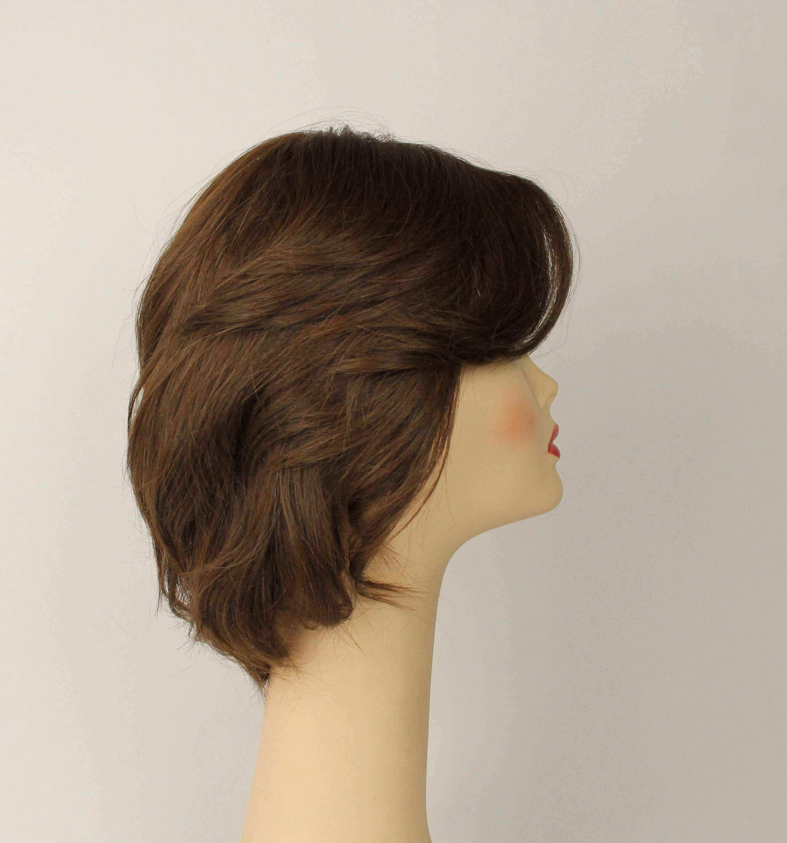 European Human Hair Freeda Wig Olivia 2000 Multi-Directional Skin Top Brown With Reddish Highlights Size M