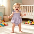 thumbnail image 2 of RMGVDSD Infant Baby Girl Romper Summer Sleeveless Spaghetti Straps Newborn Bodysuit Lightweight One-Piece Outfit Solid Color Clothes 6-12 Months, 2 of 6