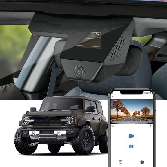 Fitcamx 4K Dash Cam for 2025-2026 Ford Bronco & Raptor (HD2-D8300), OEM Look WiFi, Plug & Play, Night Vision, G-Sensor, Loop Recording, 64GB