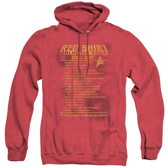 Star Trek Red Shirt Tour Adult Heather Hoodie Sweatshirt Red