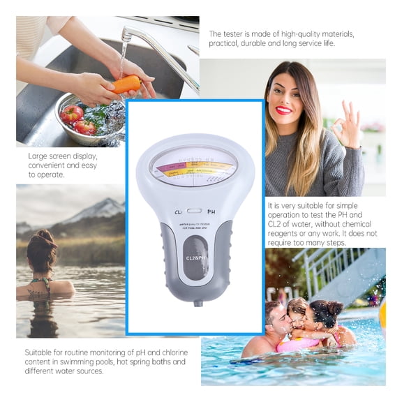 Worgeous Portable Swimming Pool Water Tester with Precise & Chlorine Measurement, White Plastic Design for