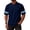 Navy, variant on GrmtClth Men's Shirts Breathable Short Sleeve Tops Work V-Neck T-Shirt Trend Color-Block Tee Striped Black M
