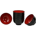 thumbnail image 3 of Pack Of 10 Japanese Black Red Lacquer Copolymer Plastic Large Ramen Bowls 38oz, 3 of 6
