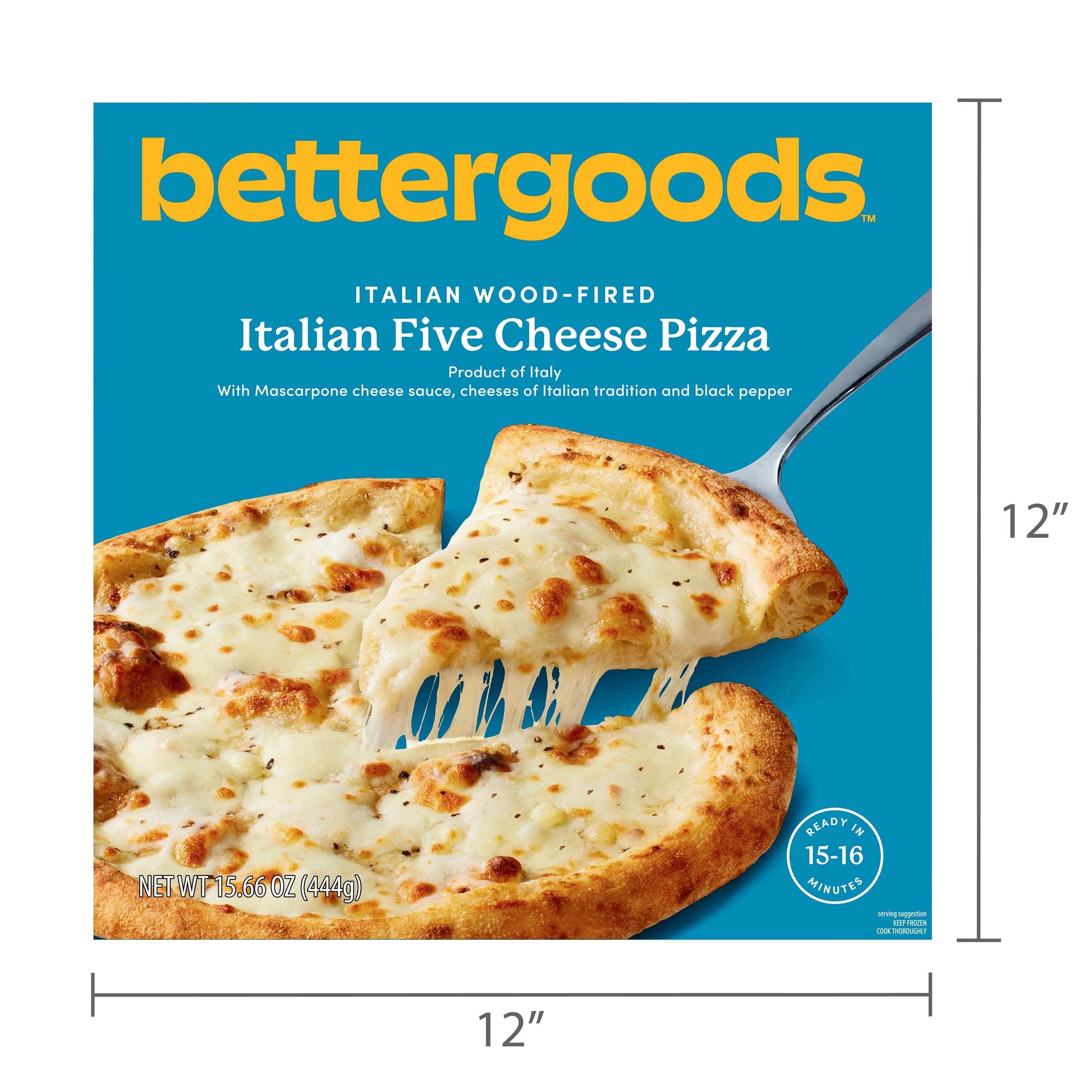 bettergoods Italian Wood-Fired Five Cheese Pizza, 15.6 oz (Frozen)