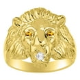 thumbnail image 1 of RYLOS Lion Head Ring with Gemstone Eyes & Diamond Mouth – Fun Designer Rings in Yellow Gold Plated Silver Citrine Size 11, 1 of 7