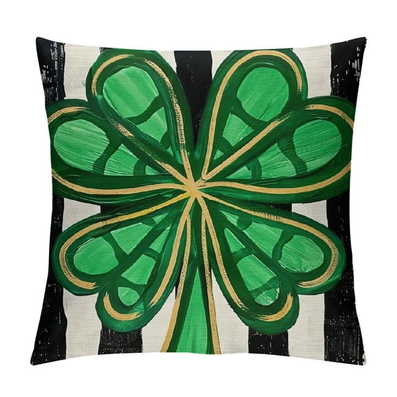 PHYHOO St. Patrick's Day Decorative Throw Pillow Covers, Stripes Cushion Case Decor, Not Lucky Just Irish Holiday Home Decoration for Sofa Couch White