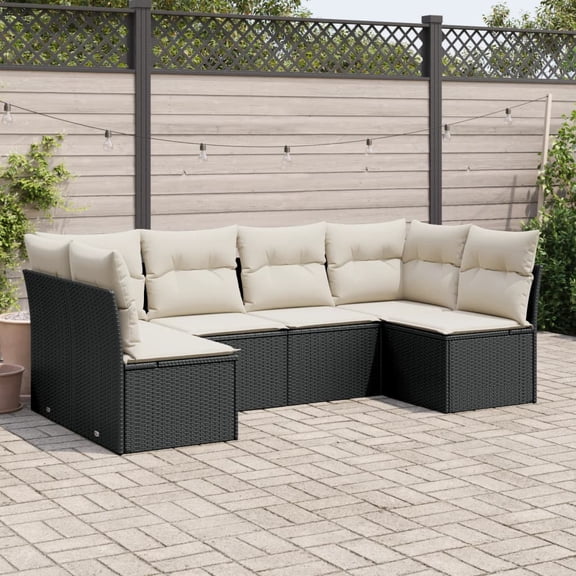 vidaXL Garden Sofa Set Black, Cream White