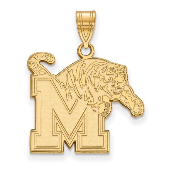 Sterling Silver Gold-plated LogoArt University of Memphis Large Pendant Q-GP004UMP