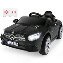 OLAKIDS 12V Electric Kids Ride On Car, Licensed Mercedes Benz SL500 Toy Car with Remote Control, MP3 Plug, USB, 2 Speeds, LED Lights, Battery Powered Toy Vehicle for Toddler Children (Black)
