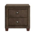 thumbnail image 3 of Nathaniel Home Storage Nightstand with 2 Drawers, Faux Velvet Upholstered Nightstand, Modern Bedside Table with Nail Head Trim, Brown, 3 of 6