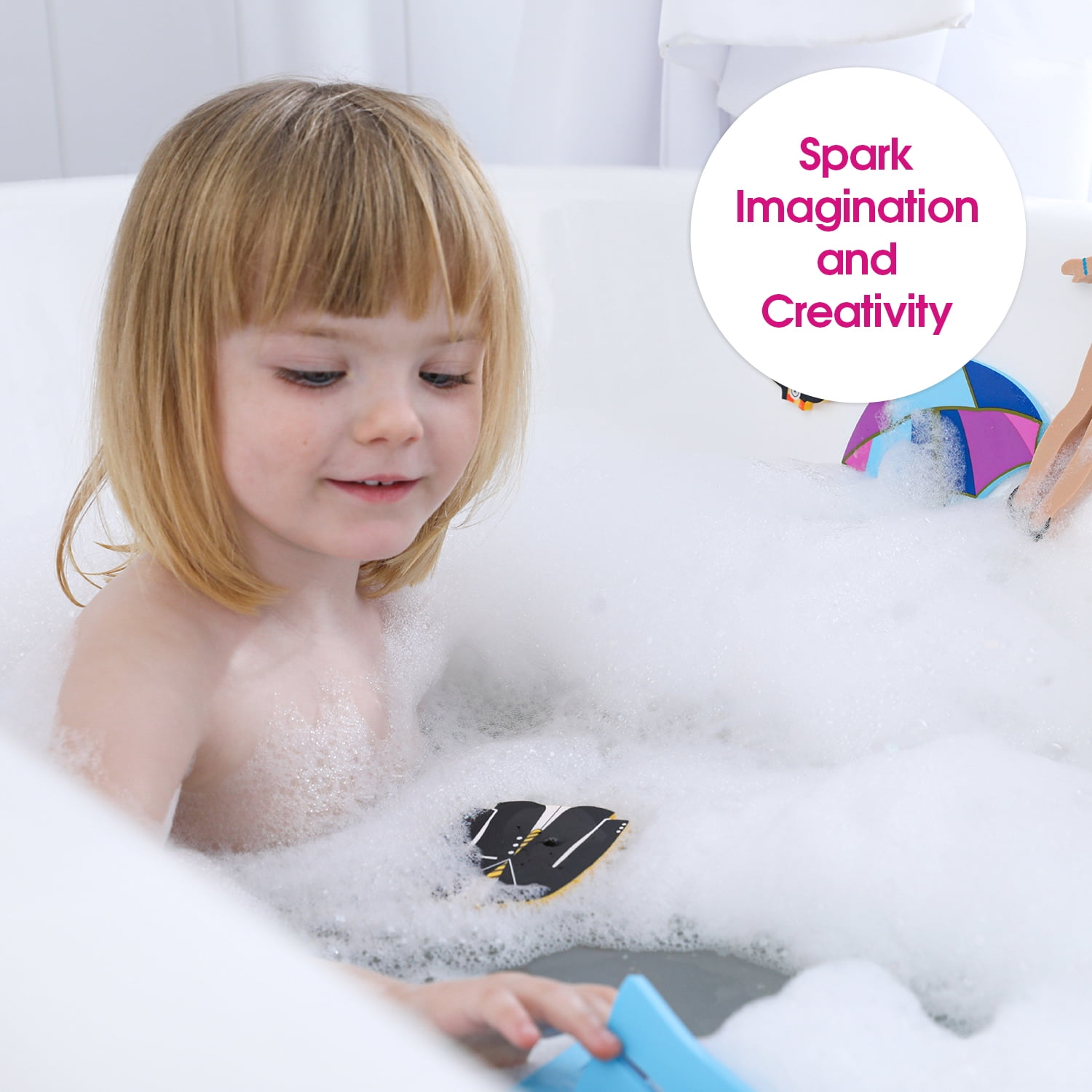 Edushape Magic Creations, Splash of Fashion- Stick-On Removable Stickers Baby Bath Foam Toys for Toddlers 1-3