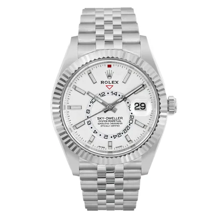 Rolex Sky Dweller 42mm 18K White Gold Steel White Dial Mens Jubilee Watch 326934