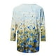 thumbnail image 5 of ICHUANYI Clearance Women's Fashion Printed T-shirt 3/4 Sleeves Blouse Round Neck Casual Tops(Light Blue, M) ICHUANYI WER2023080900798, 5 of 5