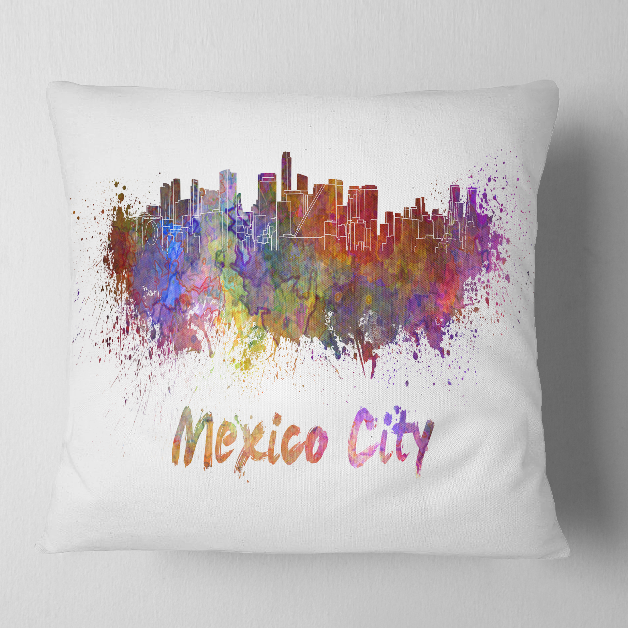 Designart Mexico City Skyline - Cityscape Throw Pillow - 16x16