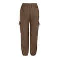 thumbnail image 5 of WTXUE Girls Cargo Pants, Scrub Pants Women's Loose Cargo Pants Retro Multi Pocket Low Waist Drawstring Pig Nose Buckle Slim, Scrub Pants Pantalones De Mujer, Coffee, 5 of 6