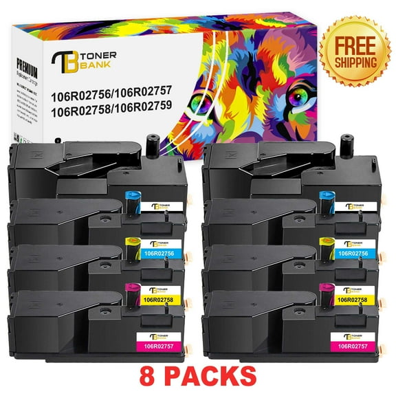 Toner Bank 8-Pack Compatible Toner for Xerox 106R02759 Xerox Phaser 6020 6022 WorkCentre 6025 6027 2 * Black, 2 * Cyan, 2 * Magenta, 2 * Yellow