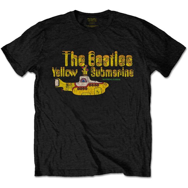 The Beatles - Camiseta Yellow Submarine Nothing Is Real para Adultos Unisex (Negro)