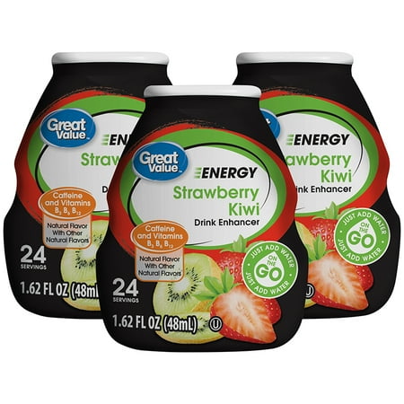 (10 pack) Great Value Strawberry Kiwi Energy Drink Mix, 1.62 Fl oz, 10 Pack