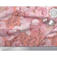 thumbnail image 2 of Soimoi Orange Georgette Viscose Fabric Branch & Peach Flower Watercolor Print Fabric by The Yard 42 Inch Wide, 2 of 3