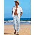 thumbnail image 3 of COOFANDY Men's Baggy Capri Trousers Drawstring Vacation Linen Summer Beach Pants, 3 of 6