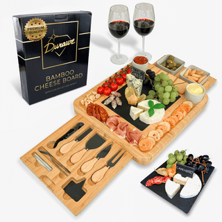 Lah Kitchen Charcuterie Board Gift Set: Insulated Travel Bag-Charcuterie Trays - Bamboo Cheese Board for Wedding Gifts - Holiday Gift for Woman