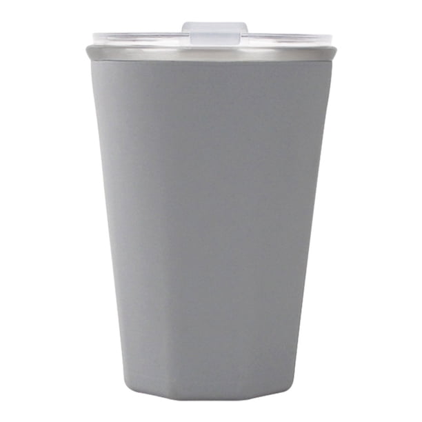 Injueey Taza de enfriamiento de acero inoxidable Color sólido Estilo simple Capa doble 330 ml Boca ancha sellada Taza reutilizable para el Cocina y Comedor Gris