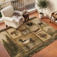 thumbnail image 5 of Forest Plaid Washable Area Rug 5 x 8 ft Vintage Bear Pine Dragonfly Canoe Duck Farmhouse Soft Non‑Slip Rugs Stain Repellent Indoor Mats for Spacious Family Room, Long Dining‑Table, Sunroom, 5 of 9