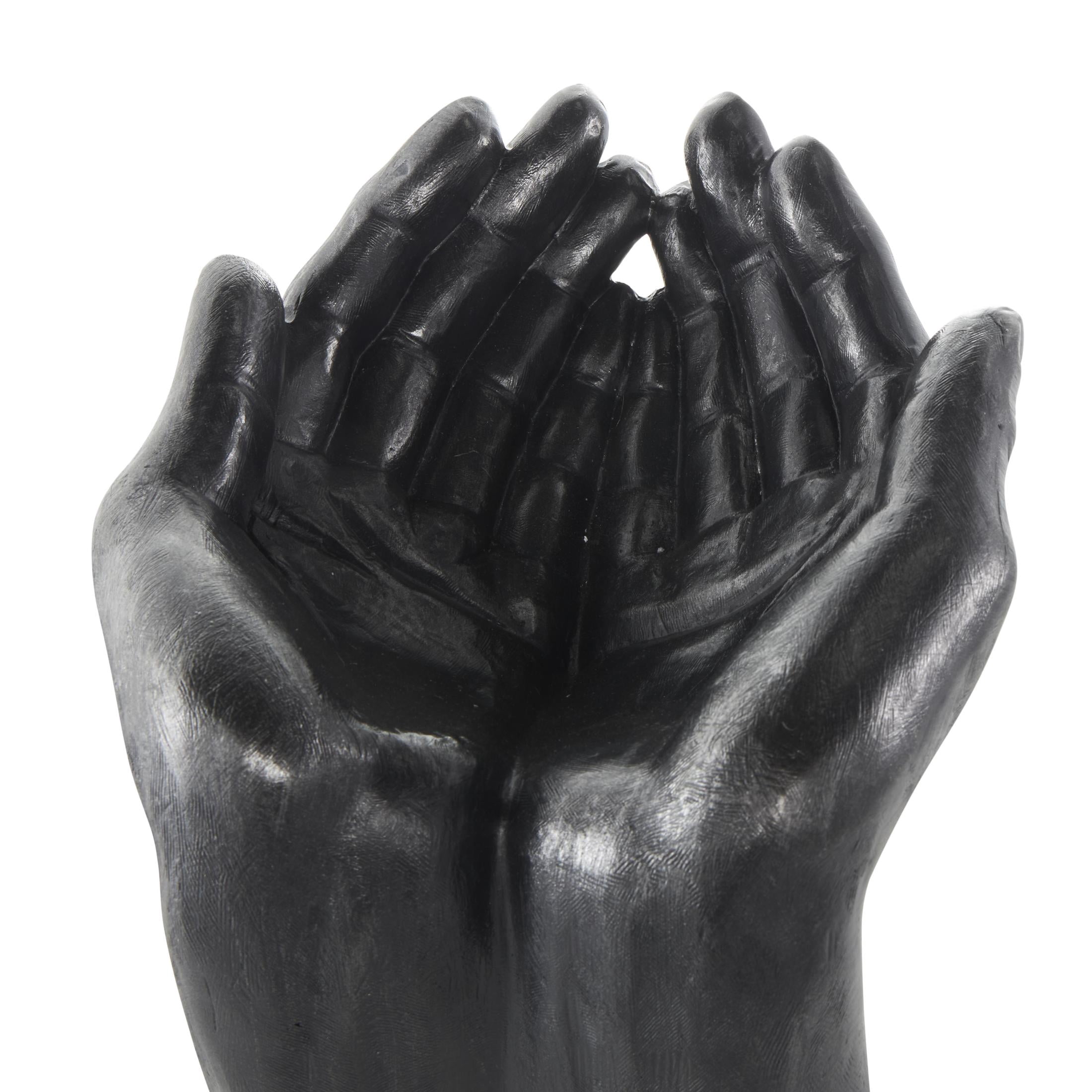 10" x 15" Black Polystone Open Hands Sculpture, by DecMode