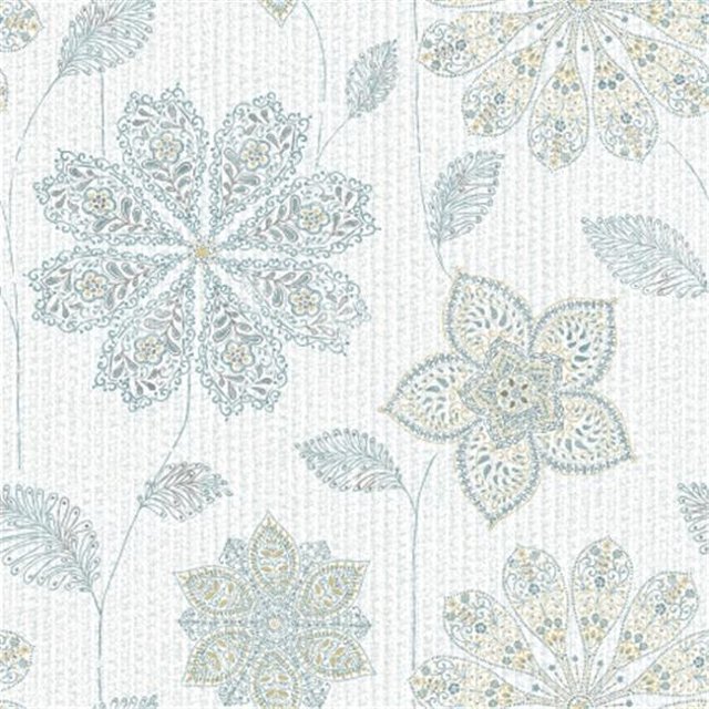 Papier Peint Autocollant Floral Bleu & Vert