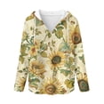 thumbnail image 5 of DISNIMO Sunflower Printed Shirts for Women Trendy Hoodies Long Sleeve Sweatshirts Waffle Pullover Tops for Women, 3XL, 5 of 7