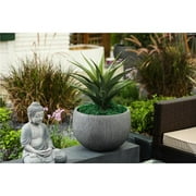 Luxen Home 12in. H Round Gray MgO Planter
