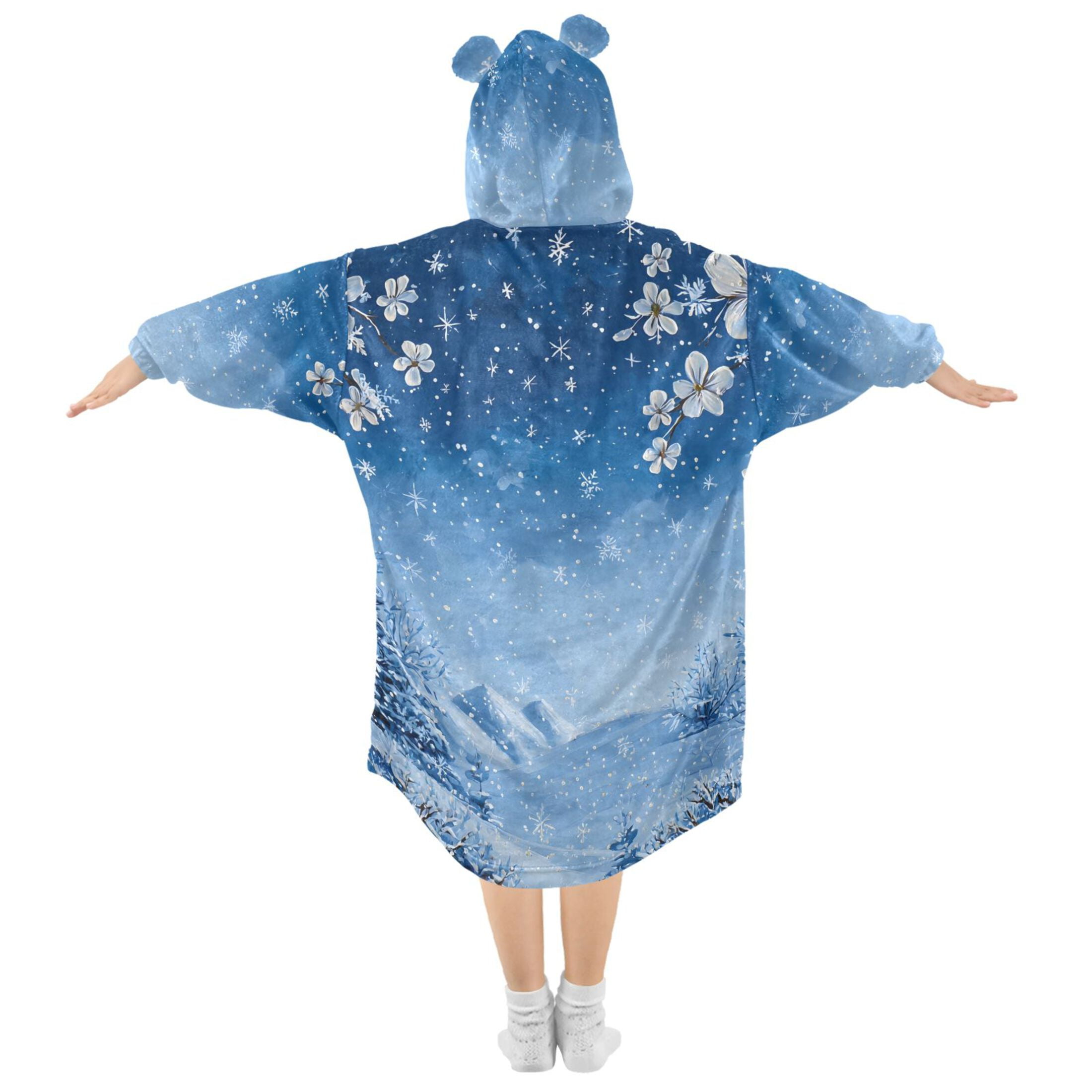 joogoo Wearable Blanket Hoodie Winter Flowers for Flannel Sherpa Pocket 3-14 YR S