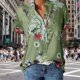 thumbnail image 4 of Camisas Estampadas Primavera Verano Camisa Casual Elegante Oficina Blusa Simple Talla Grande (Verde XXL) Cgtredaw para Mujer Verde T L, 4 of 4