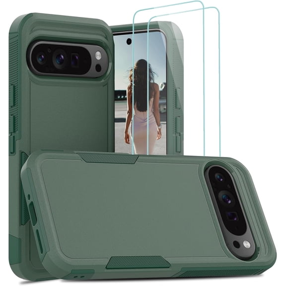 MYKOMI for Google Pixel 9 Pro XL Case with 2 x Tempered Glass Screen Protector, Military Grade Drop Protection Shockproof Protective Case for Pixel 9 Pro XL