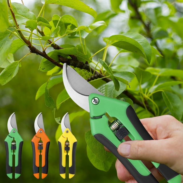 Tijeras de podar de jardín Cuchillas de acero inoxidable | Podadoras de derivación de mano | Mango ergonómico antideslizante | Palanca de polea que ahorra esfuerzo | Resistente a la oxidación