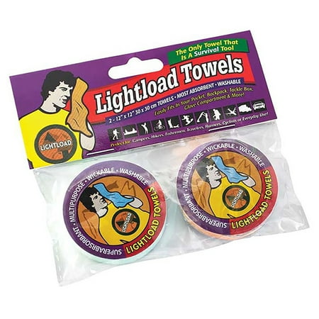 Lightload Towels Compressed Non Microfiber Quick Dry Camp Towel for Backpack Survival Bags 2 Pack 12x12