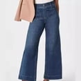 thumbnail image 3 of Wide-leg Denim Trousers Women's High-waisted Denim Jeans Wide-leg Trousers with Button Zipper Closure Ankle Length Retro Pants with Multi for Commute, 3 of 8