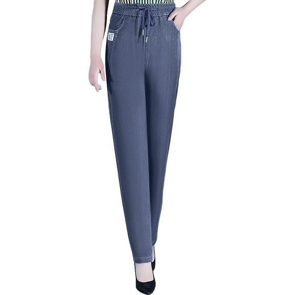 Seductiva Women's Lounge Pants Comfy Jeans Comfijeans High Waist Stretch Mom Jeans Pants for Women Womens Stretch Comfijeans Loose Casual Pants