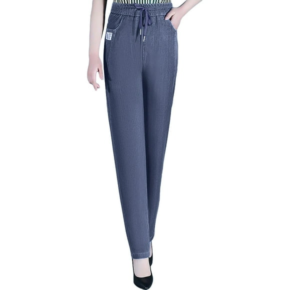 Clearance! SNOWSONG Mom Jeans, Comfy Jeans ComfiJeans High Waist Stretch Mom Jeans Pants for Women Womens Stretch ComfiJeans One Pack Gray L