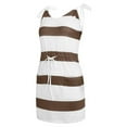 thumbnail image 6 of Beach Dresses for Women Casual Summer, Summer Dress for Women Casual Sleeveless V Neck Striped Color Block Midi Dress Drawstring Hide Belly Beach Dress with Pocket, 6 of 8