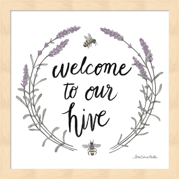Happy to Bee Home Words II by Sara Zieve Miller, Framed Wall Art, 13.25W x 13.25H