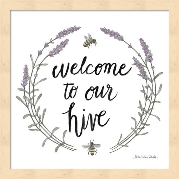 Happy to Bee Home Words II by Sara Zieve Miller, Framed Wall Art, 13.25W x 13.25H