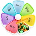 thumbnail image 1 of Weekly Pill Organizer, Large Daily Pill Case Portable Travel 7 Day Pill Box Dispenser with Large Compartments and Rainbow Lids Container for Pills/Vitamins/Fish Oil - Colorful, 1 of 8