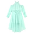 thumbnail image 6 of SiiRoh Elegant Girls Party Dress Off-shoulder Ruffled Chiffon Wedding Birthday Pageant Evening Prom Gown Light Green 4, 6 of 7