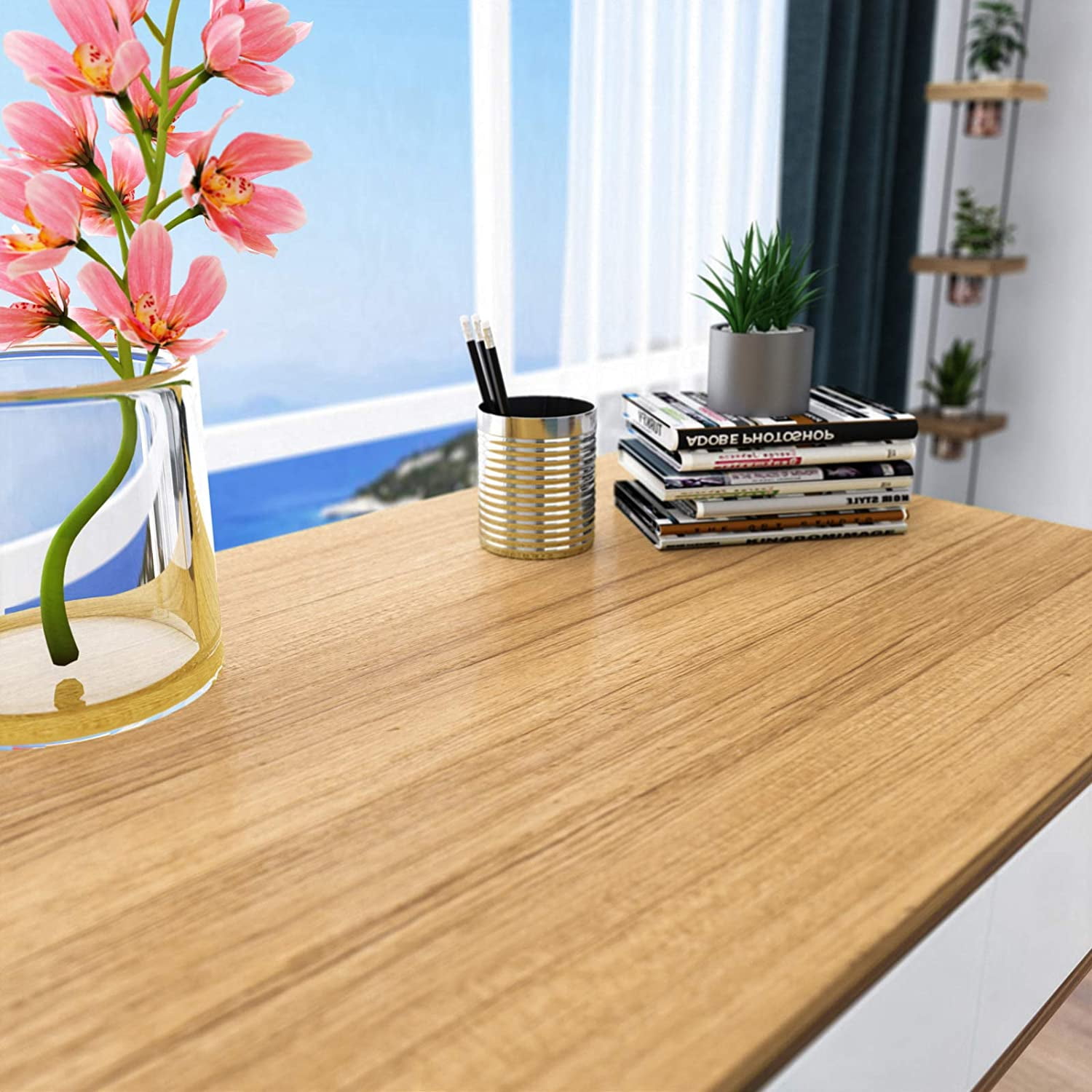 VEELIKE 15.7''x354'' Wood Wallpaper Waterproof Peel and Stick Wood Vinyl Film Self Adhesive Wallpaper Wood Removable Wood Grain Contact Paper Decorative Wall Covering for Cabinets Countertops Bedroom