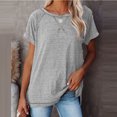 thumbnail image 5 of Women's Plus Size Short Sleeve Leisure Solid Color O-Neck Loose Tops, 5 of 7